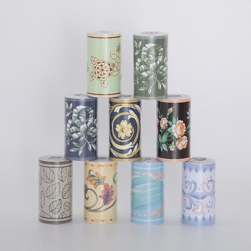 Cool Wallpapers Flower Geometry Wallpaper Wall Mural Border Waistline Peel and Stick Self Adhesive PVC/Vinyl Floral Modern Wall Decal for Room 10*1000CM*1PC4