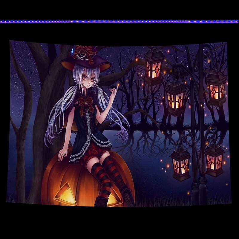 Halloween Decorations Backlight Tapestry Jack O Lantern UV Reactive Hanging Fluorescent Home Decoration Background Cloth Art Home Bedroom Living Room3