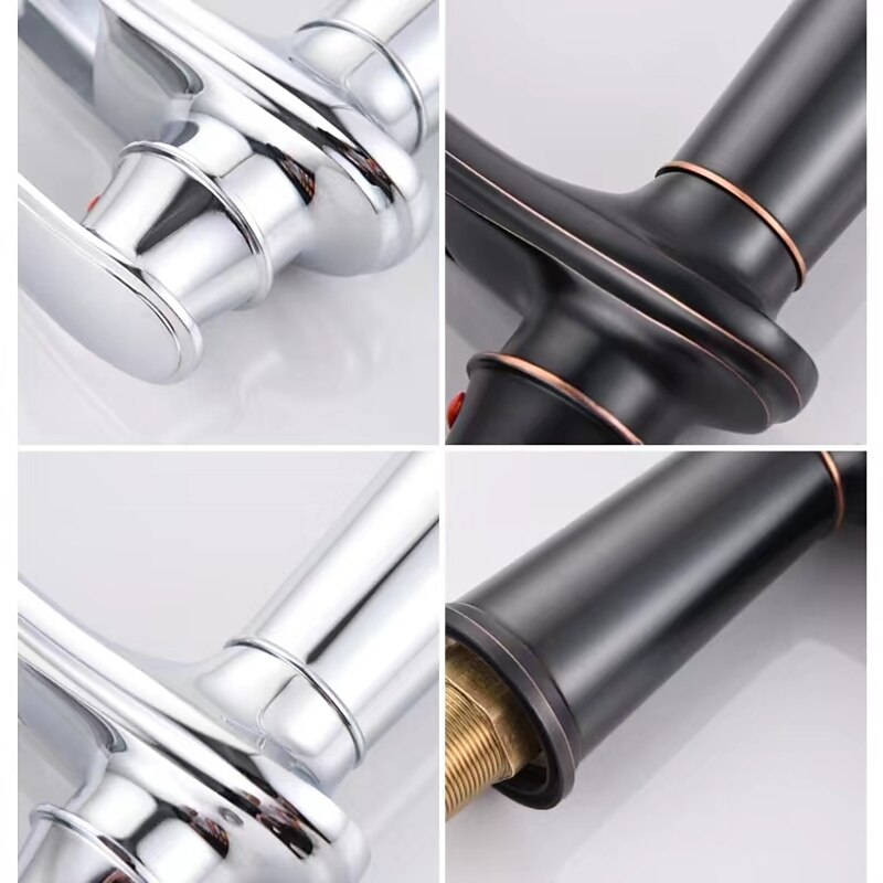 Bathroom Sink Faucet,Brass Waterfall Single Handle Two Holes Bath Taps(Tall or Short Body)3