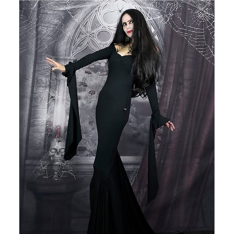 The Addams Family 40inch 100cm Extra Long Black Wigs for Women Straight Hair Wig Natural Black Wigs for Party  Morticia Addams  Women Wig Halloween Wigs4