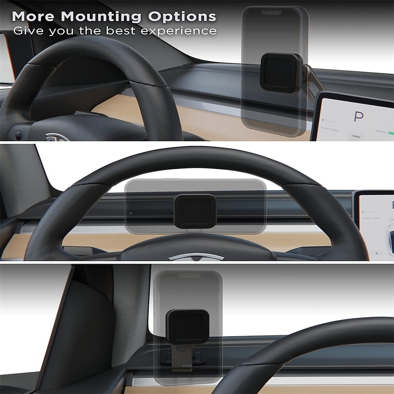 Invisible Magnetic Phone Mount for Tesla Model 3/Y/S/X – Telescopic Arm, Foldable, Dashboard or Laptop Holder4
