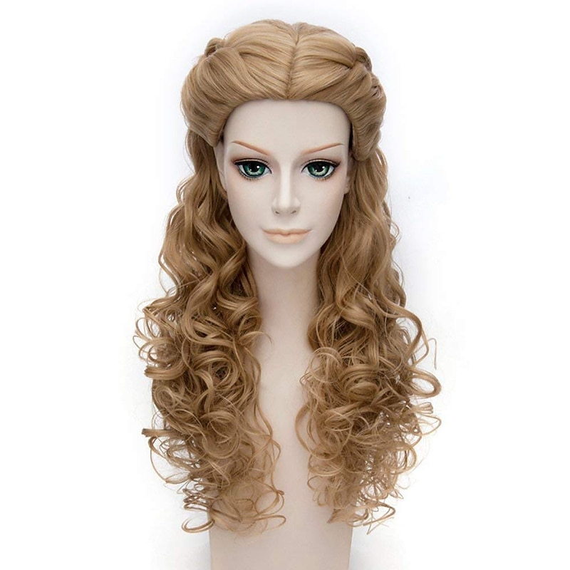 Cinderella Wig Curly Brown Wig for Women Long Wavy Wig Girls Cosplay Halloween Wigs