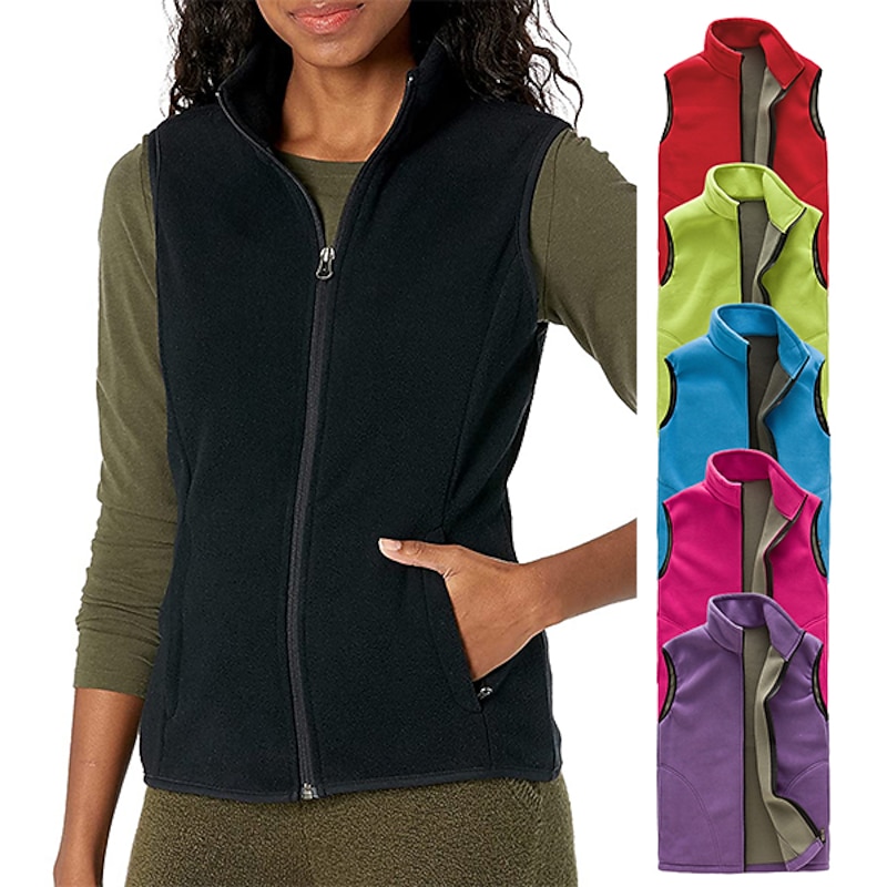 Women's Hiking Jacket Hiking Fleece Vest Winter Outdoor Solid Color Windproof Breathable Warm Comfortable Vest / Gilet Top Camping / Hiking Hunting Ski / Snowboard Black Purple Red Sky Blue Rose Red