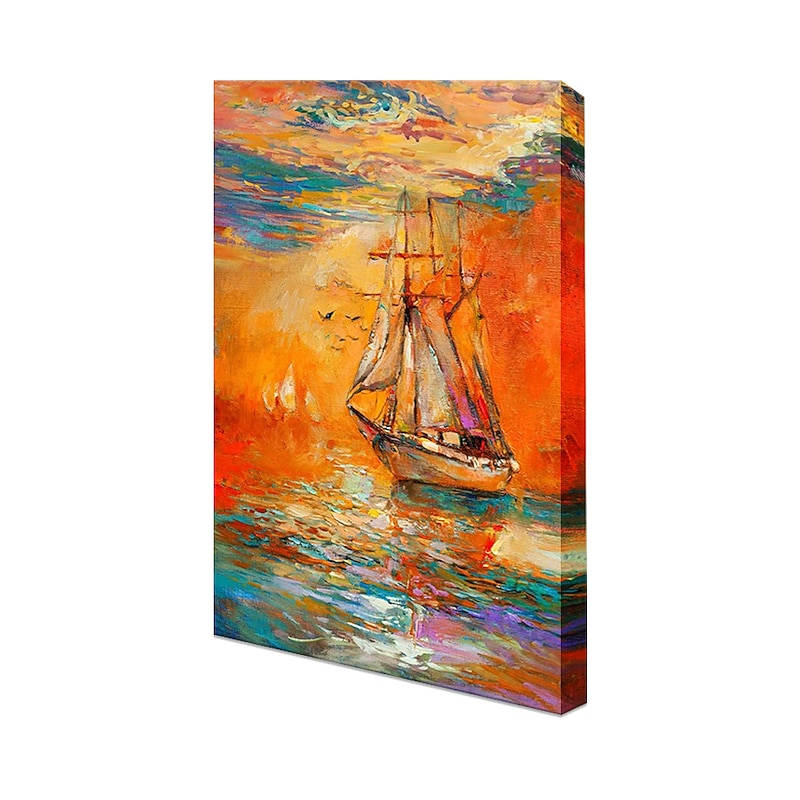 Handmade Oil Painting Canvas Wall Art Decoration Modern Sailboat Landscape for Home Decor Rolled Frameless Unstretched Painting4