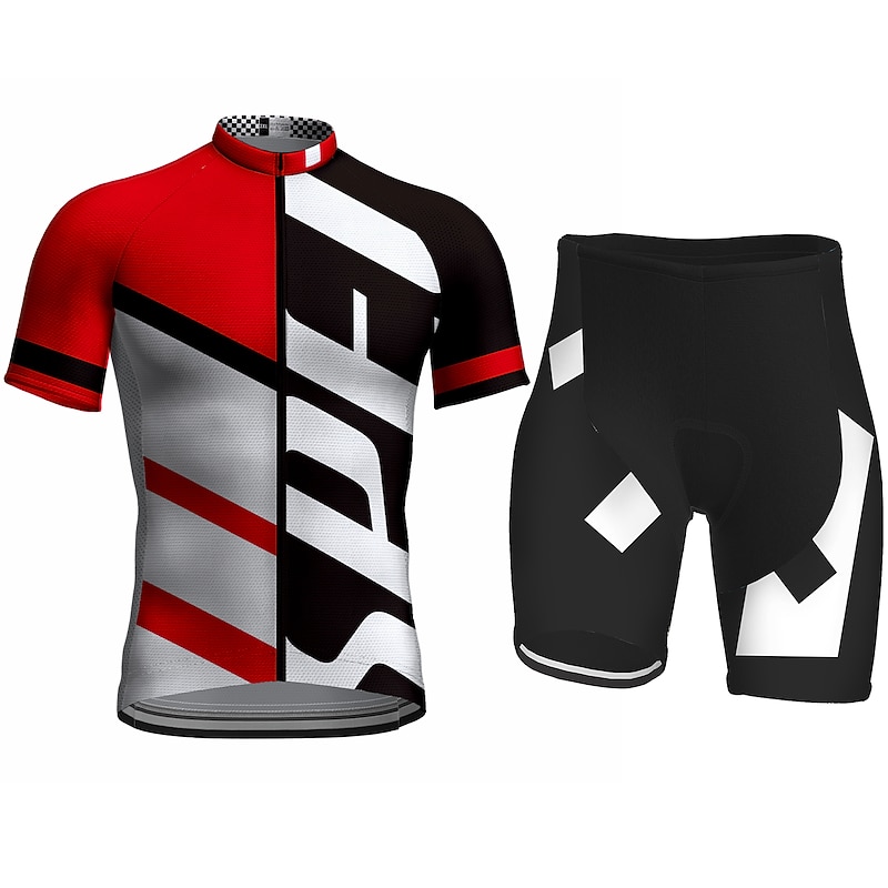 Men's Cycling Jersey with Shorts Short Sleeve Mountain Bike MTB Road Bike Cycling White Gray Bike Clothing Suit 3D Pad Breathable Quick Dry Back Pocket Polyester Spandex Sports Letter & Number