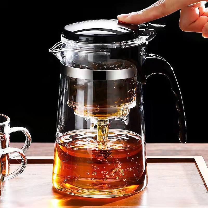 Heat Resistant Glass Teapot With Stainless Steel Tea Strainer Infuser Flower Kettle Kung Fu Teawear Set Puer Oolong Pot