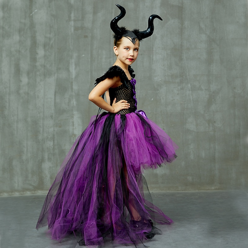 Witch Maleficent Outfits Tutu Walpurgis Night Princess Sweet Movie Cosplay for Girls' Kid's Masquerade4