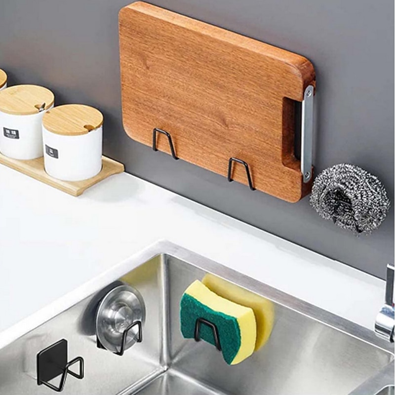 304 Sink Sponge Rack Drain Storage Shelf Stainless Steel Kitchen Wire Ball Rag Organizer Holder Kitchen storage rack4
