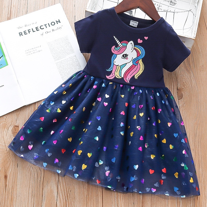 Kids Girls' Dress Cartoon Sleeveless Daily Print Princess Sweet Cotton Above Knee A Line Dress Summer 2-6 Years Pink Blue2