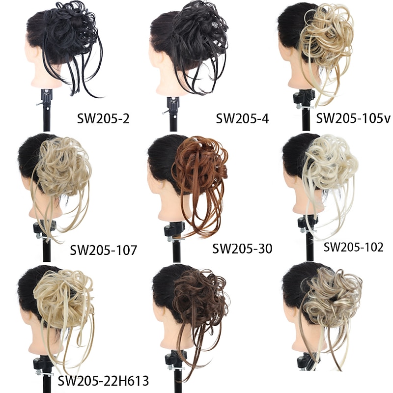 Messy Bun Hair Piece Super Long Tousled Updo Hair Bun Extensions Wavy Hair Wrap Ponytail Hairpieces Hair Scrunchies with Elastic Hair Band for Women Girls2