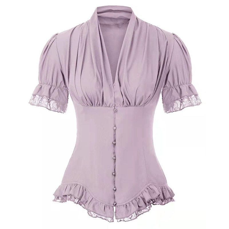 Rococo Victorian Medieval Blouse / Shirt Corset Viking Maria Antonietta Elven Lace Fancy Dress Women's Pirate Royal Steampunk Halloween Carnival Masquerade Performance Adults' Blouse2