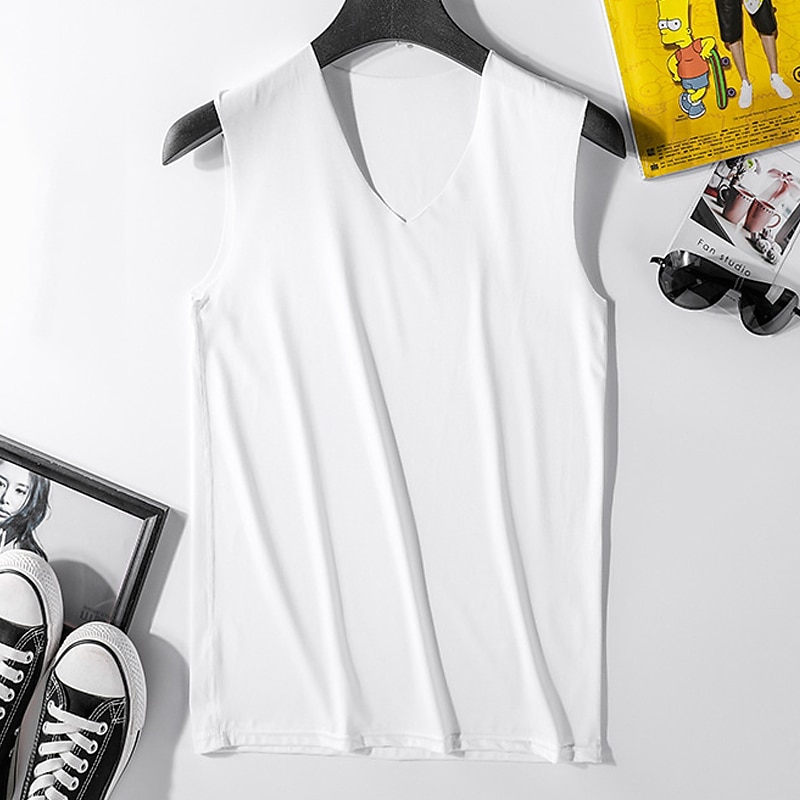 Men's Tank Top Vest Top Undershirt Sleeveless Shirt Sleeveless Crew Neck Summer Solid Color Fashion Casual Breathable Street Daily Holiday Black White Light Grey Top Tee for Men