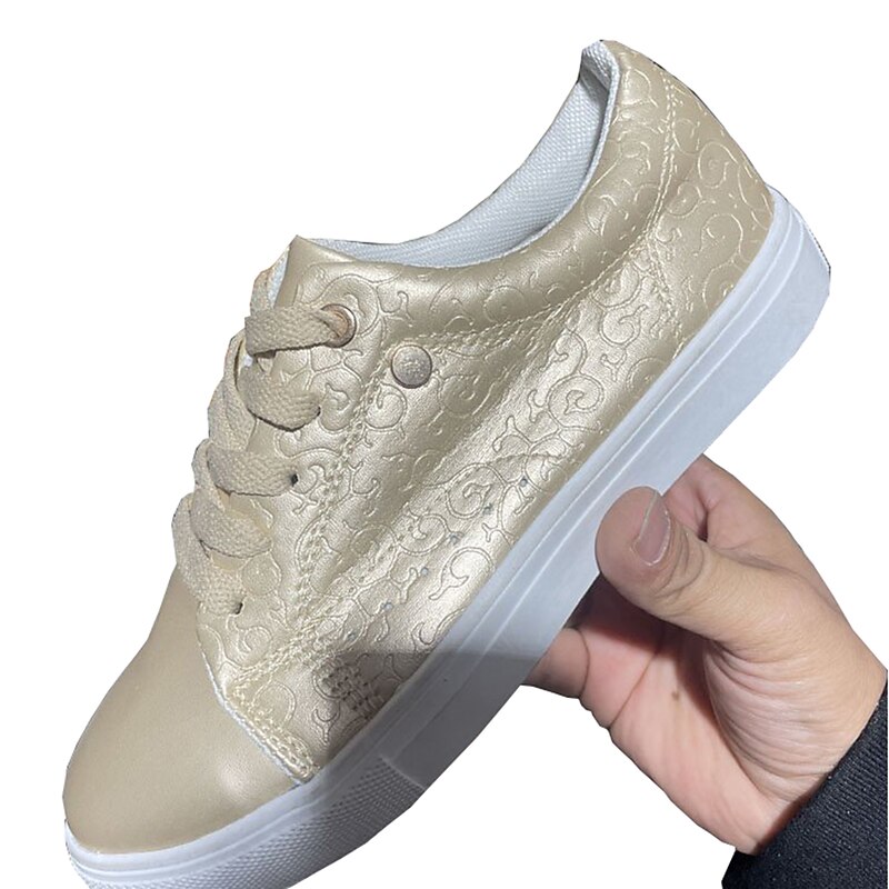 Women's White Casual Lace-Up Sneakers with Cushioned Sole - Trendy Everyday Walking Shoes 5