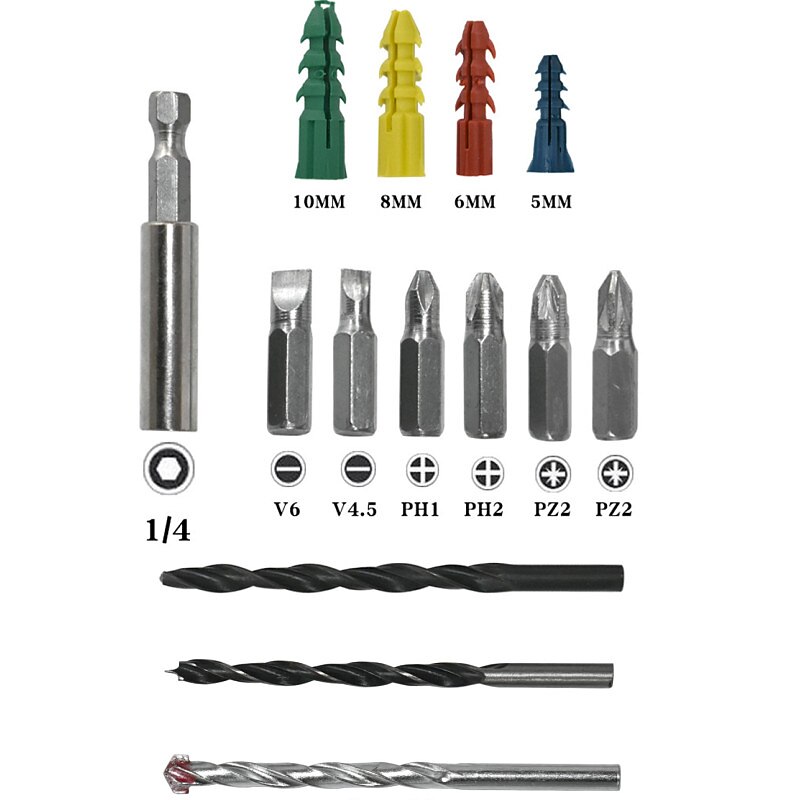 300PCS Multi-function Drill Bit Set Tool Handle Twist Drill Wall Opening Construction Drill Three-pointed Woodworking Drill4