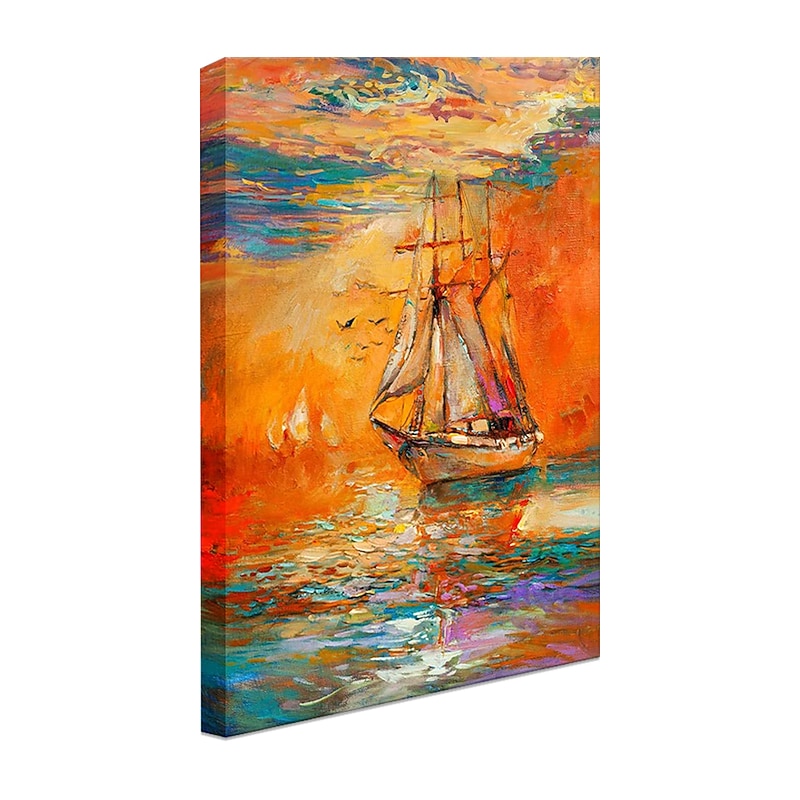Handmade Oil Painting Canvas Wall Art Decoration Modern Sailboat Landscape for Home Decor Rolled Frameless Unstretched Painting3
