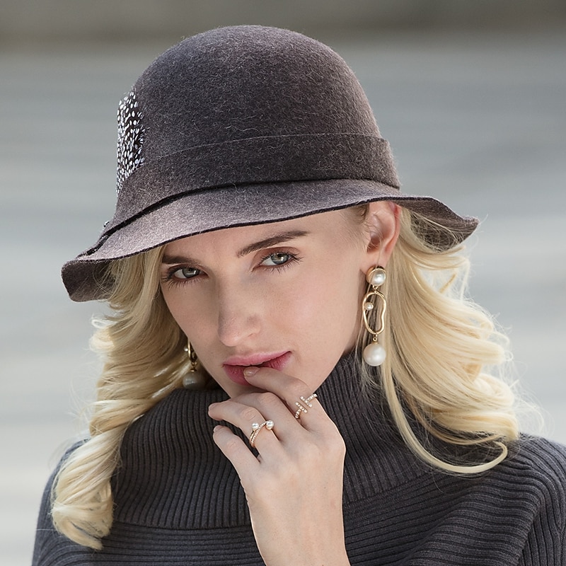 Elegant Beach 100% Wool Hats with Feather / Flower / Trim 1pc Holiday Headpiece3
