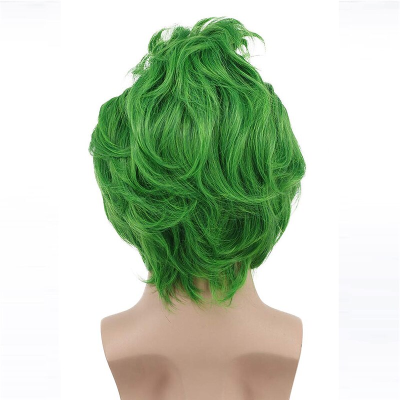 Men Women Short Straight Green Joker Wig Bald Head Carnival Cosplay Costume Anime Wig St.Patrick's Day Wigs4