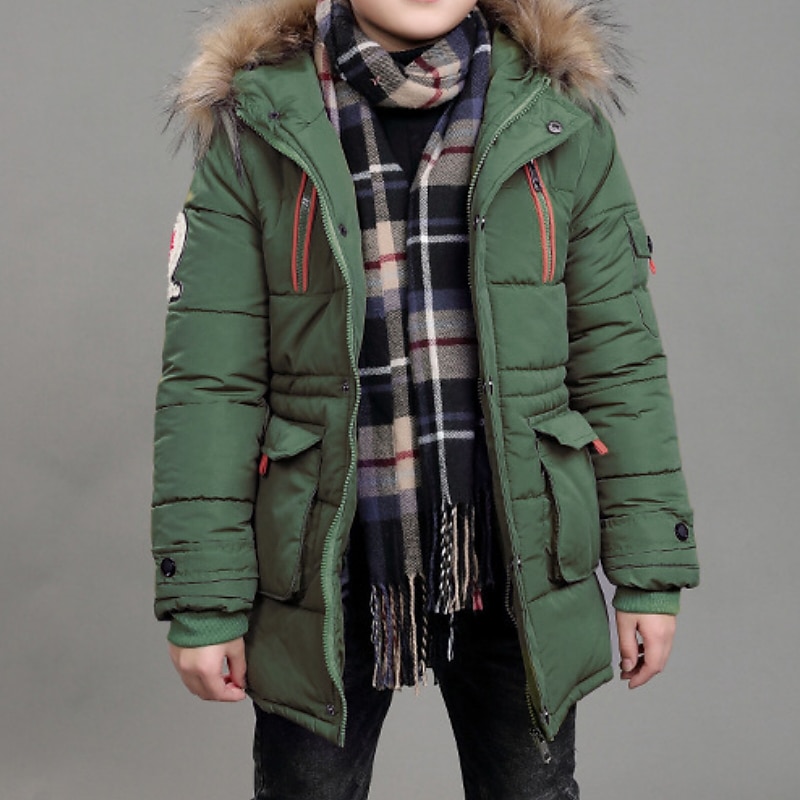 Boys' 3D Kids Puffer Jacket Plain Letter Down Jacket Coat Parka Long Sleeve Winter Active Cool Kids 4-13 Years School Street Regular Fit2