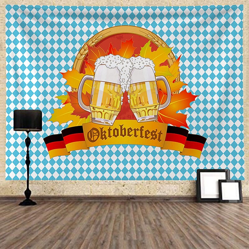 Oktoberfest Beer Large Wall Tapestry Art Decor German Bavarian Blanket Curtain Hanging Home Bedroom Living Room Decoration Polyester2