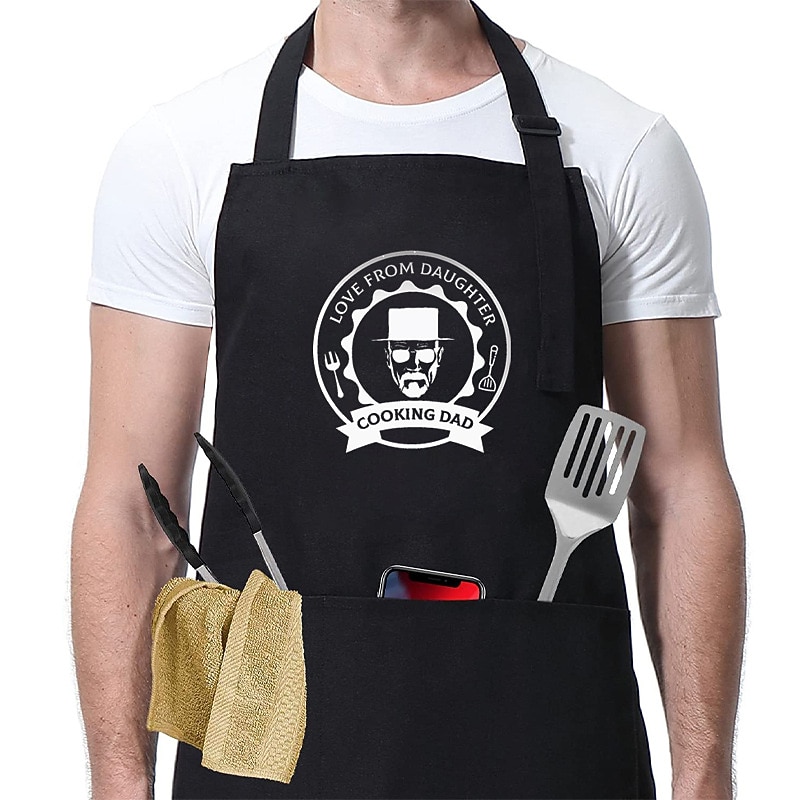 BBQ Black Chef Apron For Women and Men, Kitchen Cooking Apron, Personalised Gardening Apron, Grill Master, Adjustable with Pocket Waterproof Oil Proof4
