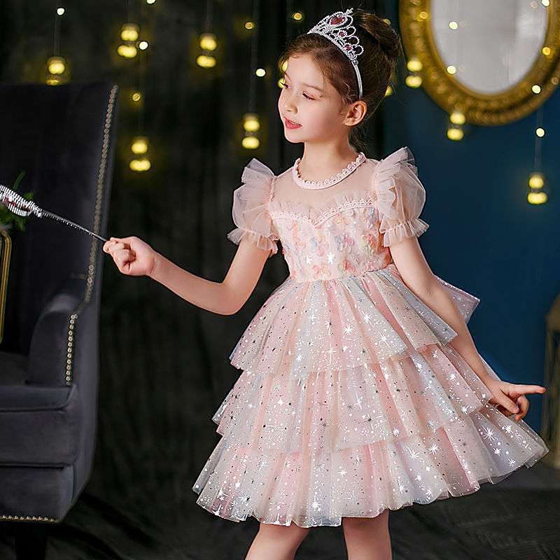 Girls' 3D Sequin Unicorn Dress Short Sleeve Summer Spring Performance Anniversary Cute Beautiful Kids 3-12 Years A Line Dress Above Knee2