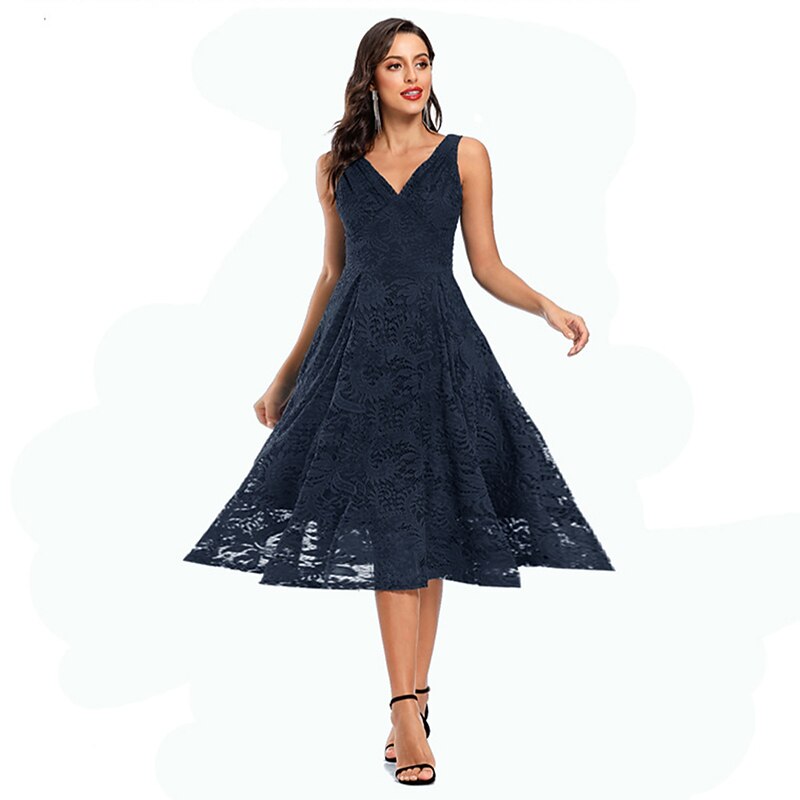 1950s Cocktail Dress Vintage Dress Dress Flare Dress Lace Fancy Dress Women's Masquerade Party / Evening Bachelorette Party Adults' Dress Homecoming Dresses2