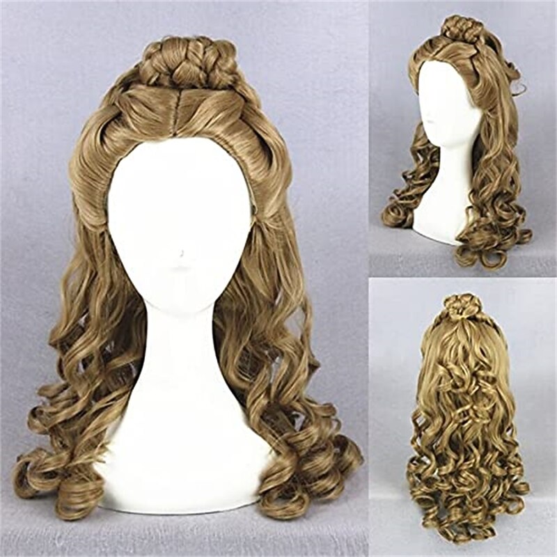 Cinderella Wig Cosplay Role Play  Film Movie Sandy Princess Synthetic Hair Bun Halloween Wigs2