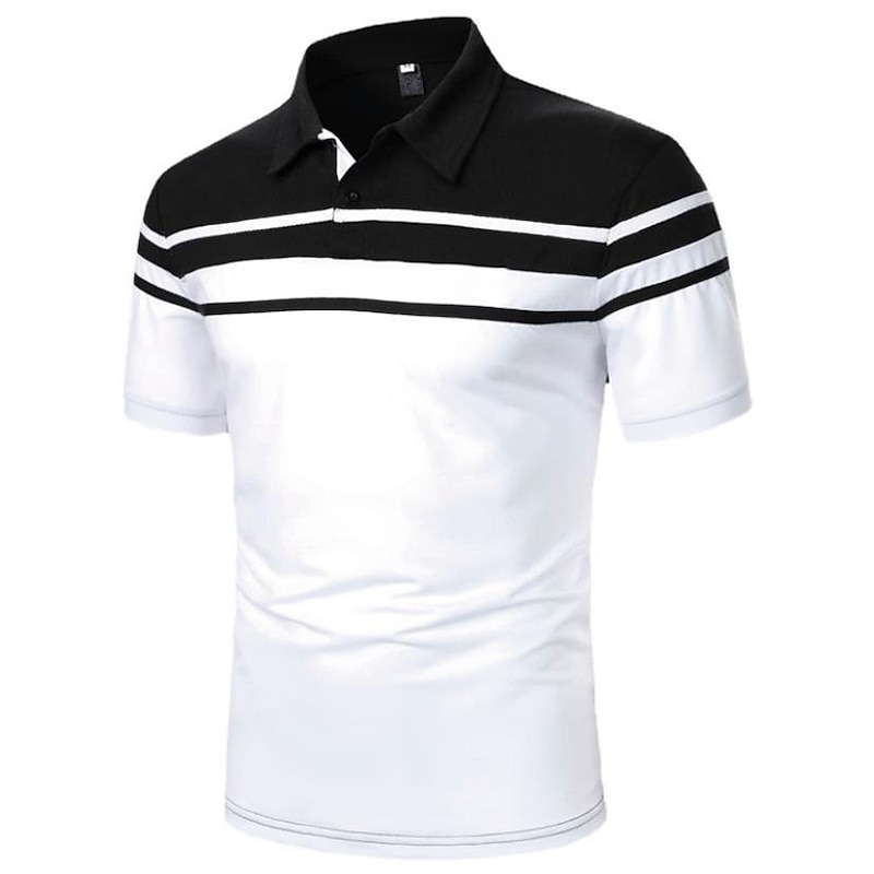 Men's Polo Shirt Golf Shirt Outdoor Business Classic Short Sleeves Fashion Designer Color Block Striped Classic Style Summer Spring Regular Fit Black Navy Blue Blue Brown Green Gray Polo Shirt4