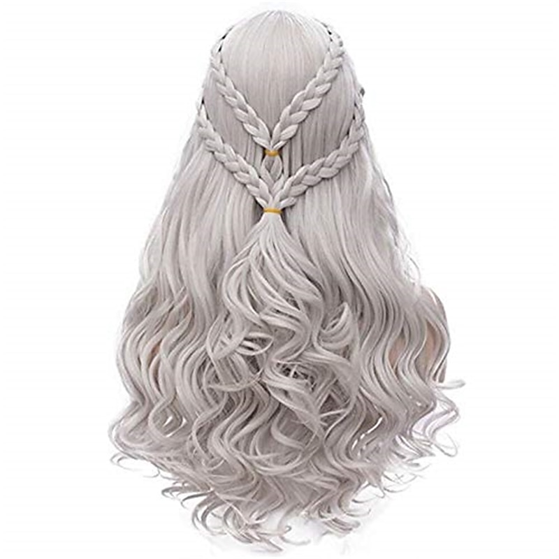 Daenerys Targaryen Wigs Silver Wigs for Women Wig Long Braided Hair Wigs for Party Halloween Wigs