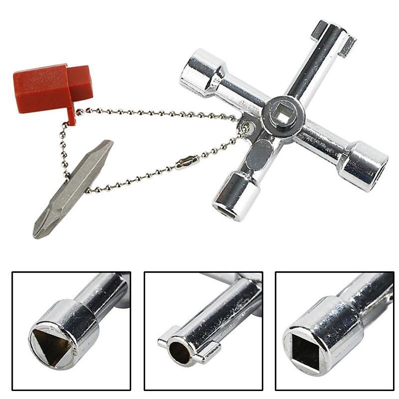 4 In 1 Cross Key Wrench Multifunctional Universal Triangle Train Electrical Elevator Cabinet Door Plumber With Accessories4
