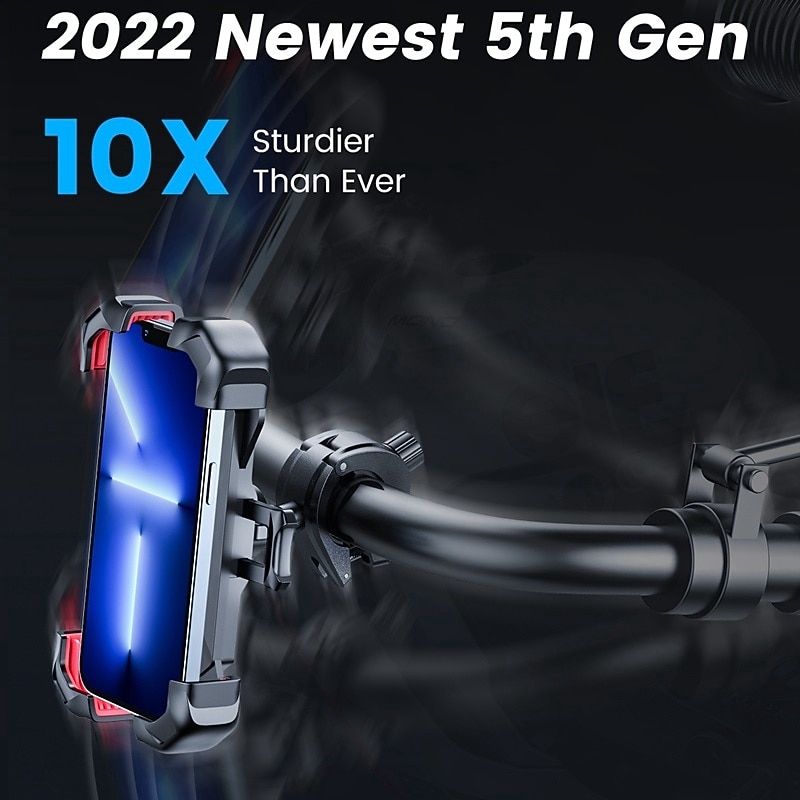 Motorcycle Phone Mount – Auto Lock Adjustable Bike Phone Holder for 4.7"-7" Cell Phones, Handlebar Compatible3