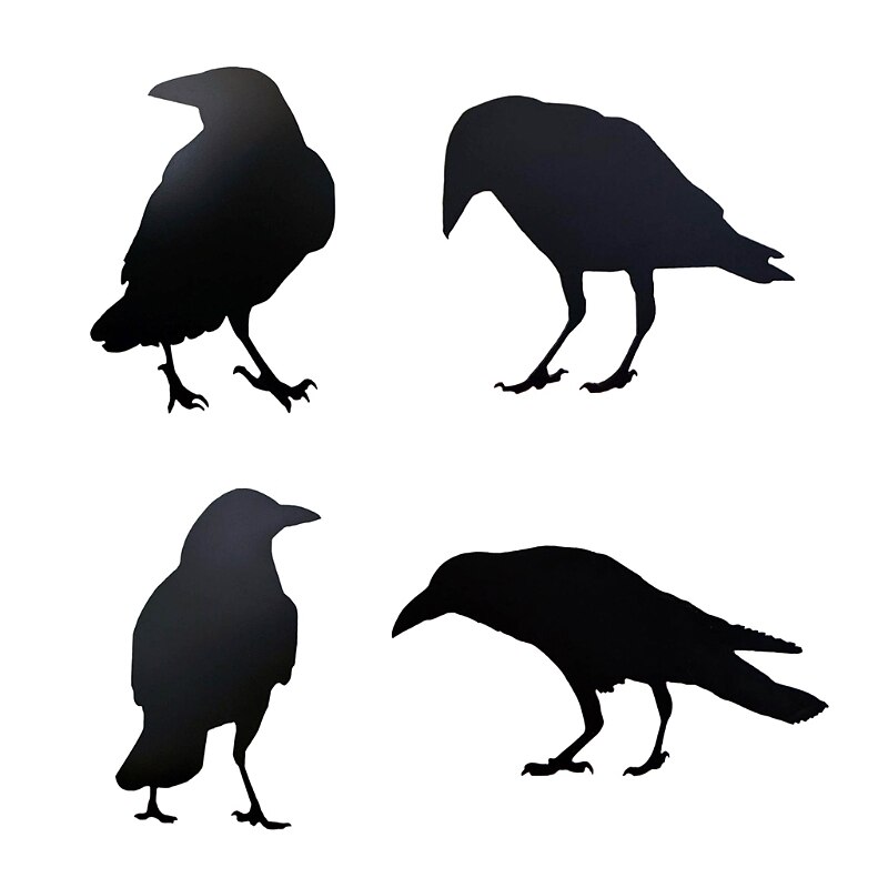 Halloween Acrylic Black Crow Scuplture Ornament Creative Photo Frame Raven Bird Statue Figurine Wall Display Decoration2