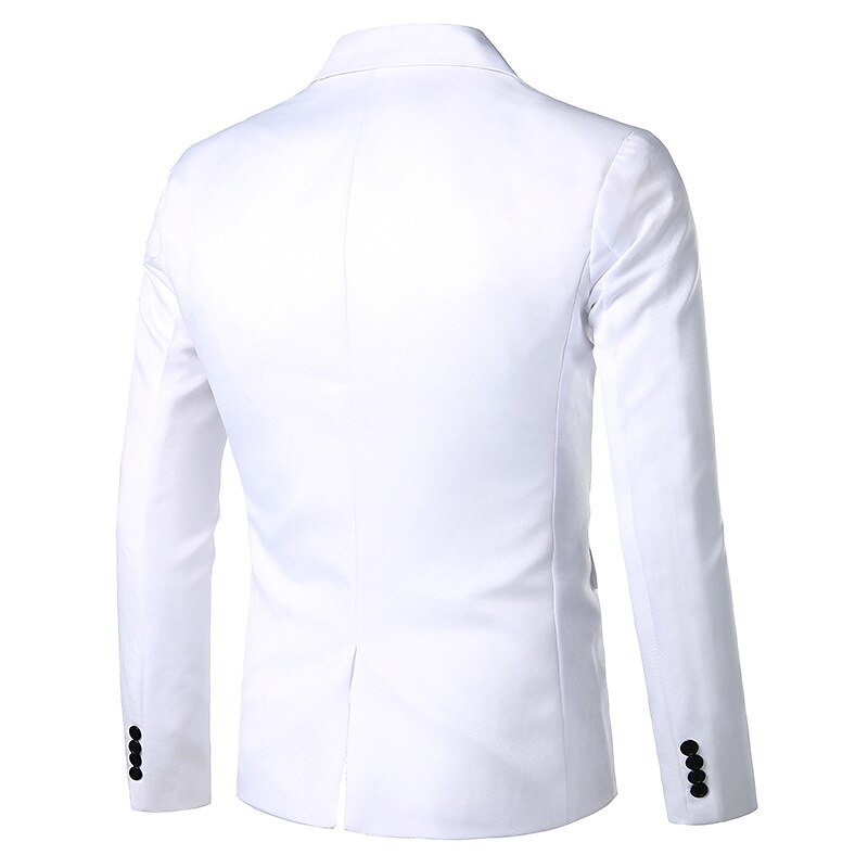 Men's Blazer Party Cocktail Party Formal Evening Charm Spring Fall Polyester Color Block Single Breasted One-button Blazer Black White3