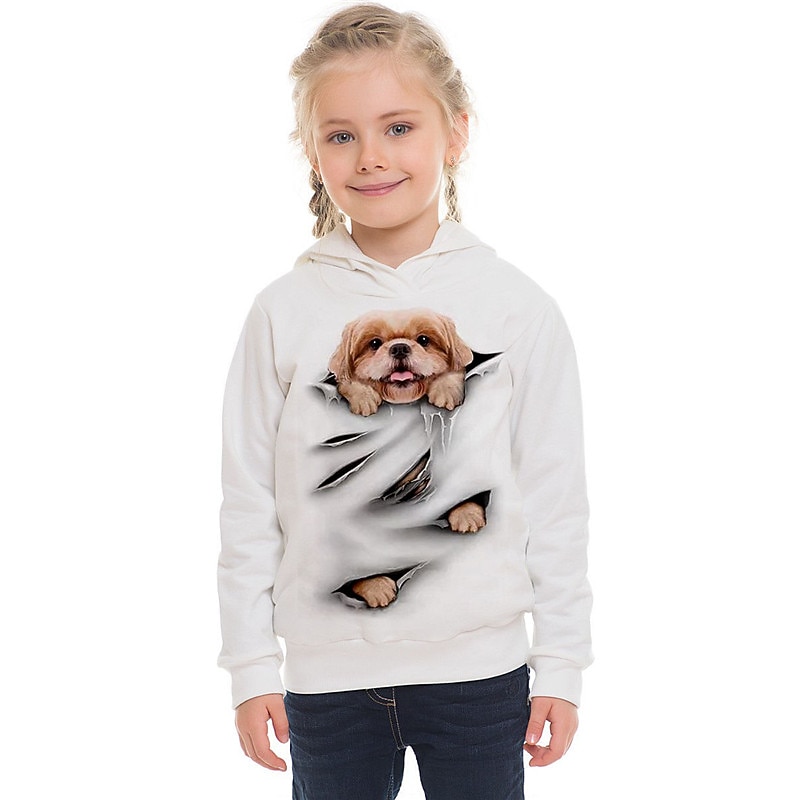 Girls' 3D Animal Cat Hoodie Long Sleeve 3D Print Spring Fall Winter Fashion Streetwear Adorable Kids 3-12 Years Outdoor Daily Indoor Regular Fit2