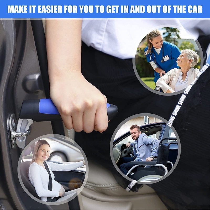 Vehicle Support Handles Automotive Door Assist Handles Elderly Car Assist Handles with Window Breaker for Elderly and Handicapped Compatible for Most Cars Black2