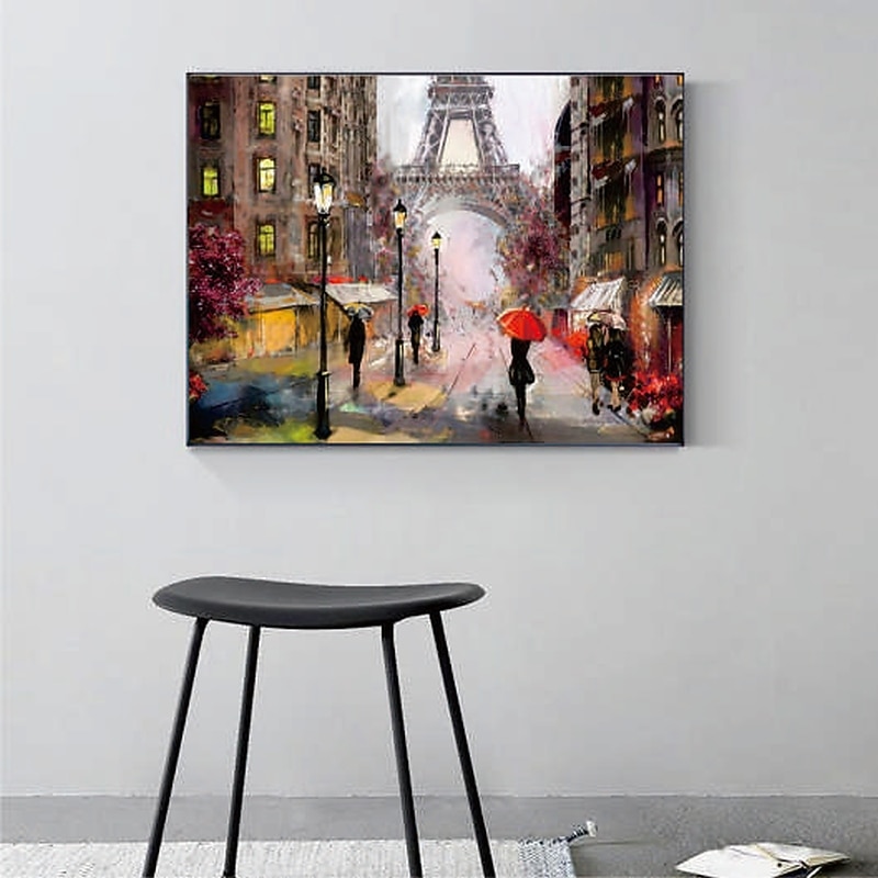 Handmade Hand Painted Oil Painting Wall Art Abstract Rain City Street Landscape Painting Home Decoration Decor Rolled Canvas No Frame Unstretched4