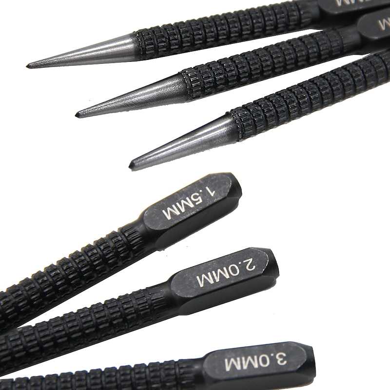 1/3PCS Non-Slip Center Punch Set 1.5/2/3mm Alloy Steel Center Punch General Auto Punch Marking Drilling Tool For Metal Wood3