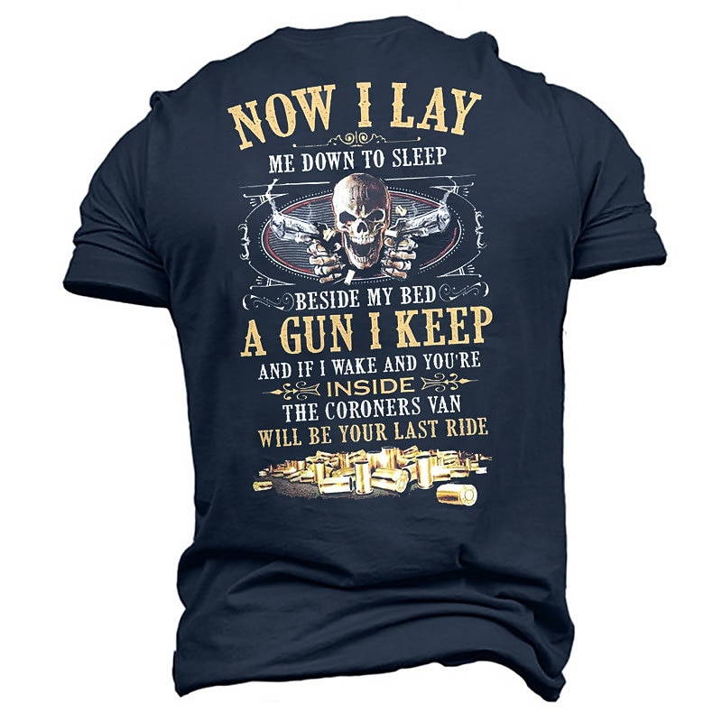 Men's Gun Graphic Tee, "Now I Lay Me Down To Sleep" Edgy Self-Defense Short Sleeve T-Shirt4