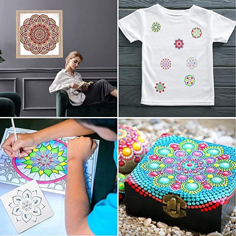 58PCS Mandala Dotting Tools Set with a Blue Zipper Waterproof Storage Bag for Painting Rocks4