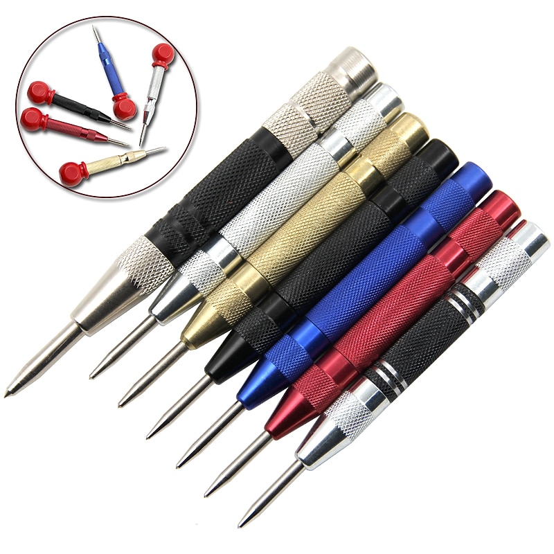 Automatic Center Punch for Metal, Spring Loaded Centre Punch, Brass Spring Loaded Nail Punch with Hss Tip and Adjustable Tension2