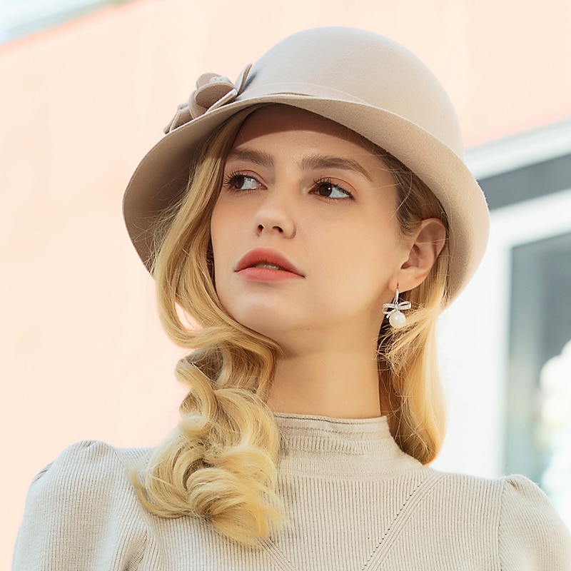 100% Wool Kentucky Derby Hat / Hats with Floral 1pc Casual / Daily Wear Headpiece2