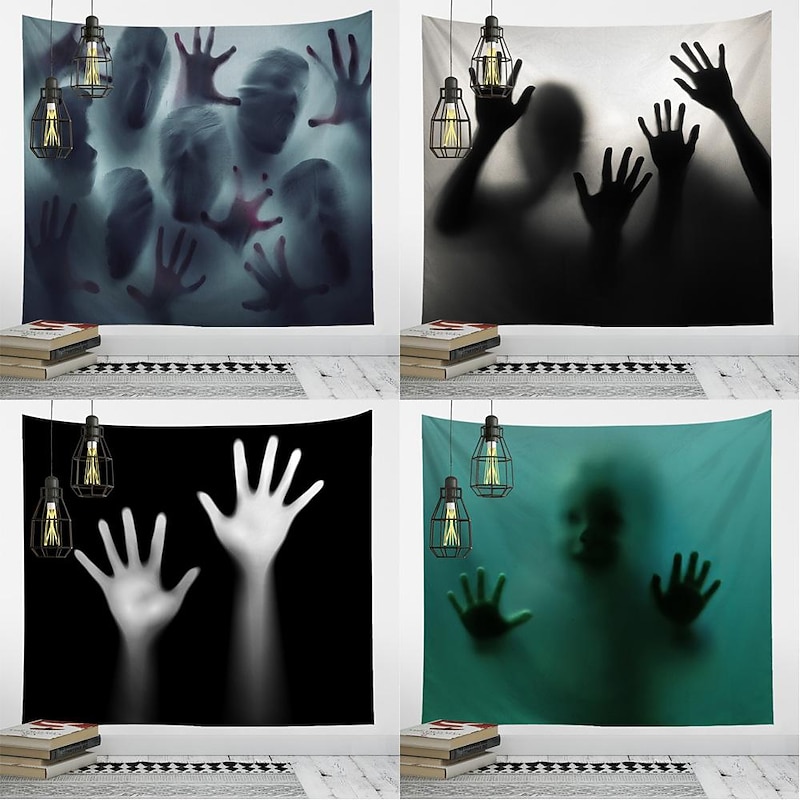 Halloween Party Wall Tapestry Art Decor Blanket Curtain Hanging Home Bedroom Decoration Polyester Ghost Horror Shadow Halloween Decorations2