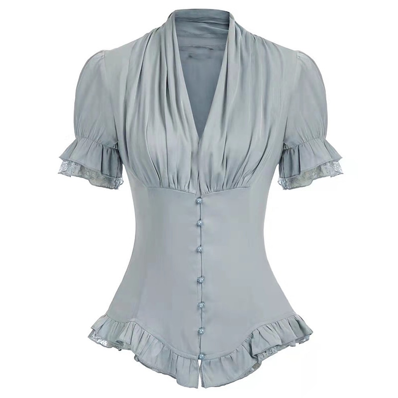 Rococo Victorian Medieval Blouse / Shirt Corset Viking Maria Antonietta Elven Lace Fancy Dress Women's Pirate Royal Steampunk Halloween Carnival Masquerade Performance Adults' Blouse3