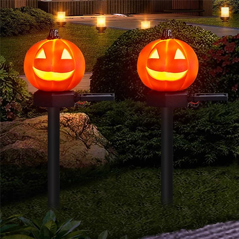 Outdoor Solar Powered Pumpkin Lights Halloween Decorative Pathway Light For Garden Yard Lawn Landscape Holiday Lights 1/2pcs2