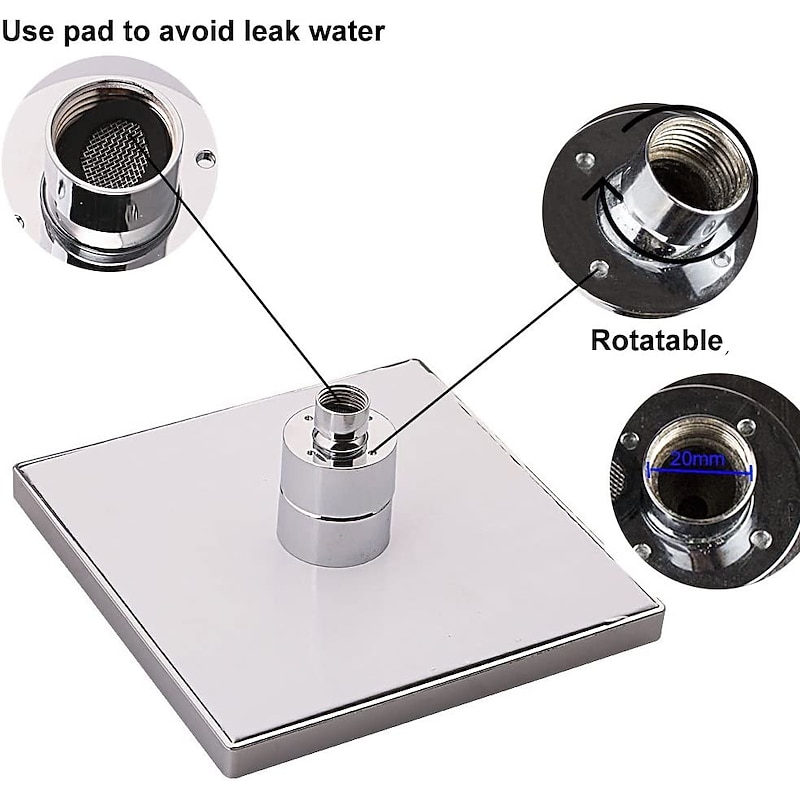 LED Tricolor Luminous Color Top Spray Shower Head With  Temperature /9 Inch Water Booster Top Spray (ABS Plating)3