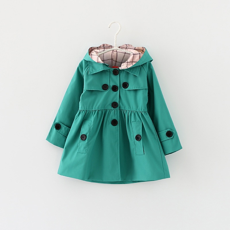 Girls' 3D Plain Trench Coat Fall Winter Active Cute Kids 2-12 Years3