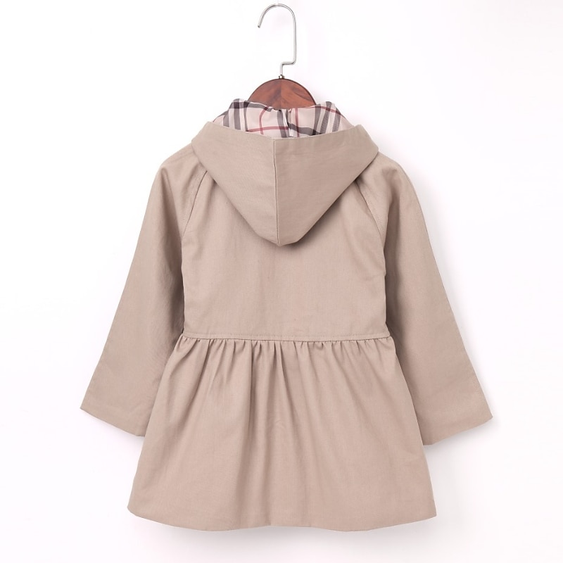 Girls' 3D Plain Trench Coat Fall Winter Active Cute Kids 2-12 Years2