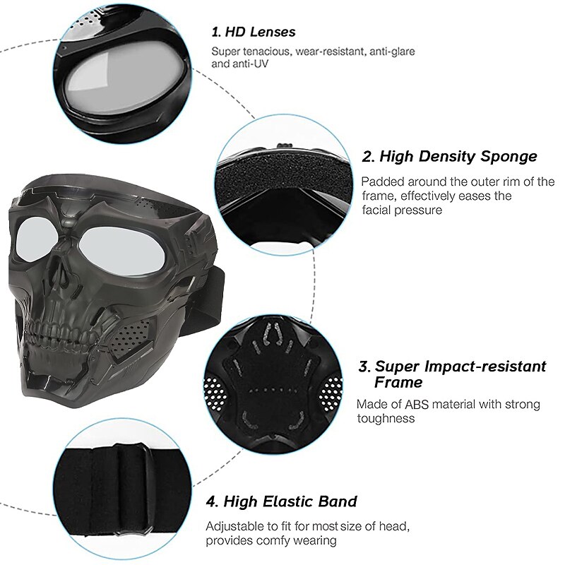 Halloween Motorcycle Helmet Riding Goggles Skull Face Mask Motorbike Racing Dirt Bike Off Road Safety Protective Glasses Motocross Eyewear4