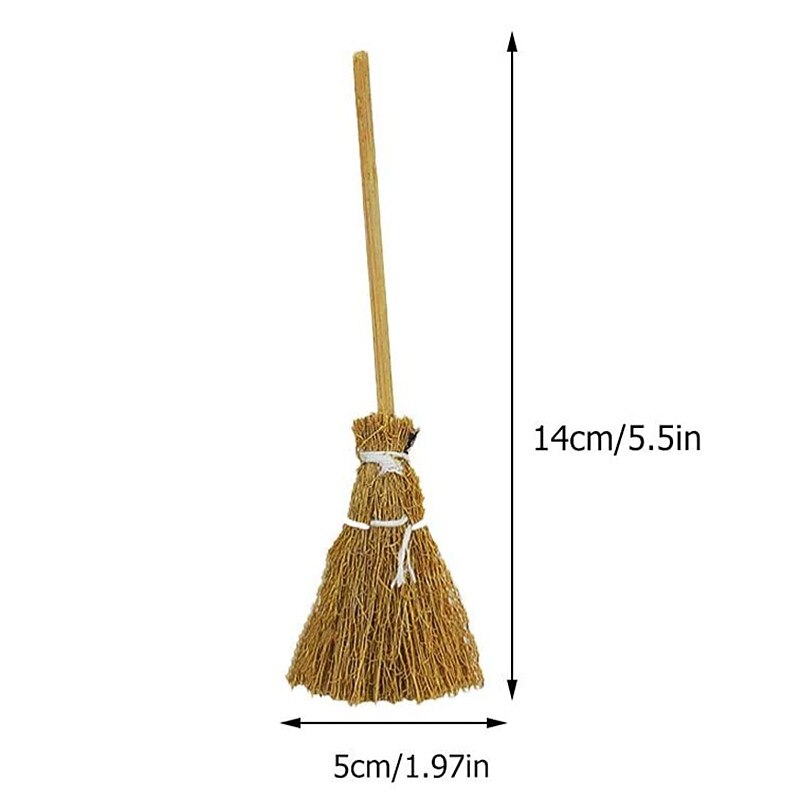 10/20pcs Halloween Mini Broom Red Rope Straw Brooms Hanging Decorations for Halloween Party Costume Witch Broom Dollhouse Accessories4