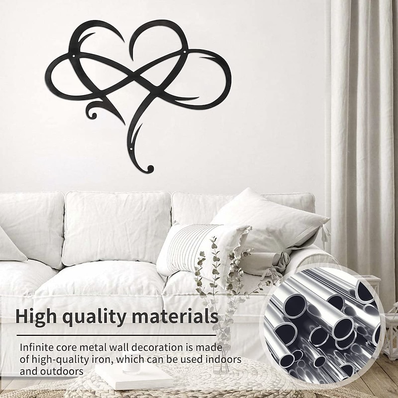 Infinity Heart Wall Decor, Unique Infinity Heart Metal Art Wall Decor Love Sign Steel Wall Plaques Bedroom Ornaments for Home Wedding Decor, Room Living Room Decoration2